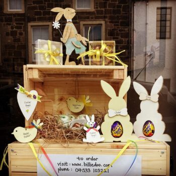 I’m a bit late to the party, I know, but I’ve ‘re-purposed’ my husband’s office window again to peddle my Easter wares!  Plenty of stock (I think!) although the creme egg bunnies are going fast.  If you’d like something and need it posting, please order by tomorrow evening to make sure it arrives in good time.  If you live within the PH6 postcode, I’m happy to deliver right up to and including Easter Saturday. 🐤🐰  #easterdisplay #meaningfulgifts #thoughtfulgifts #somethingabitdifferent #personalisedgifts #handmadeinscotland #smallbusiness #supportsmallbusiness